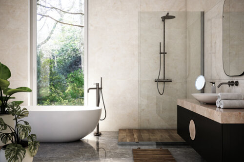 Modern Bathroom Interior stock photo - 3d render