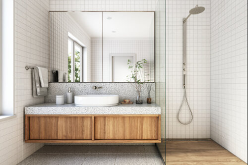 Modern Bathroom Interior stock photo - 3d render